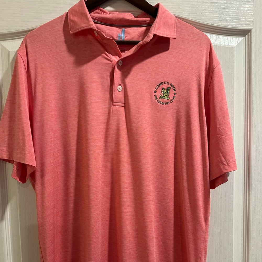 Johnnie-O U.S. Open Country Club Pink Shirt. Small stain on back